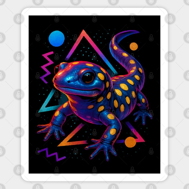 Retro Neon Spotted Salamander Magnet by Reptiq's Store